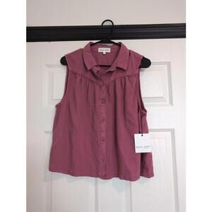 Large NWT bella dahl pink button up tank
